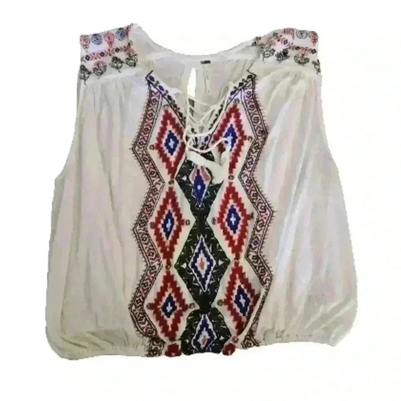 Free People Women’s Boho Embroidered & Embellished Tank Top XS | Festival Chic - Picture 5 of 16